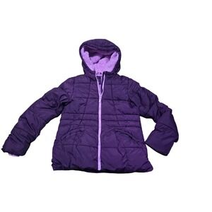 Wonder Nation Girls‎ Purple Sherpa Lined Hooded Puffer Jacket Size XXL 18